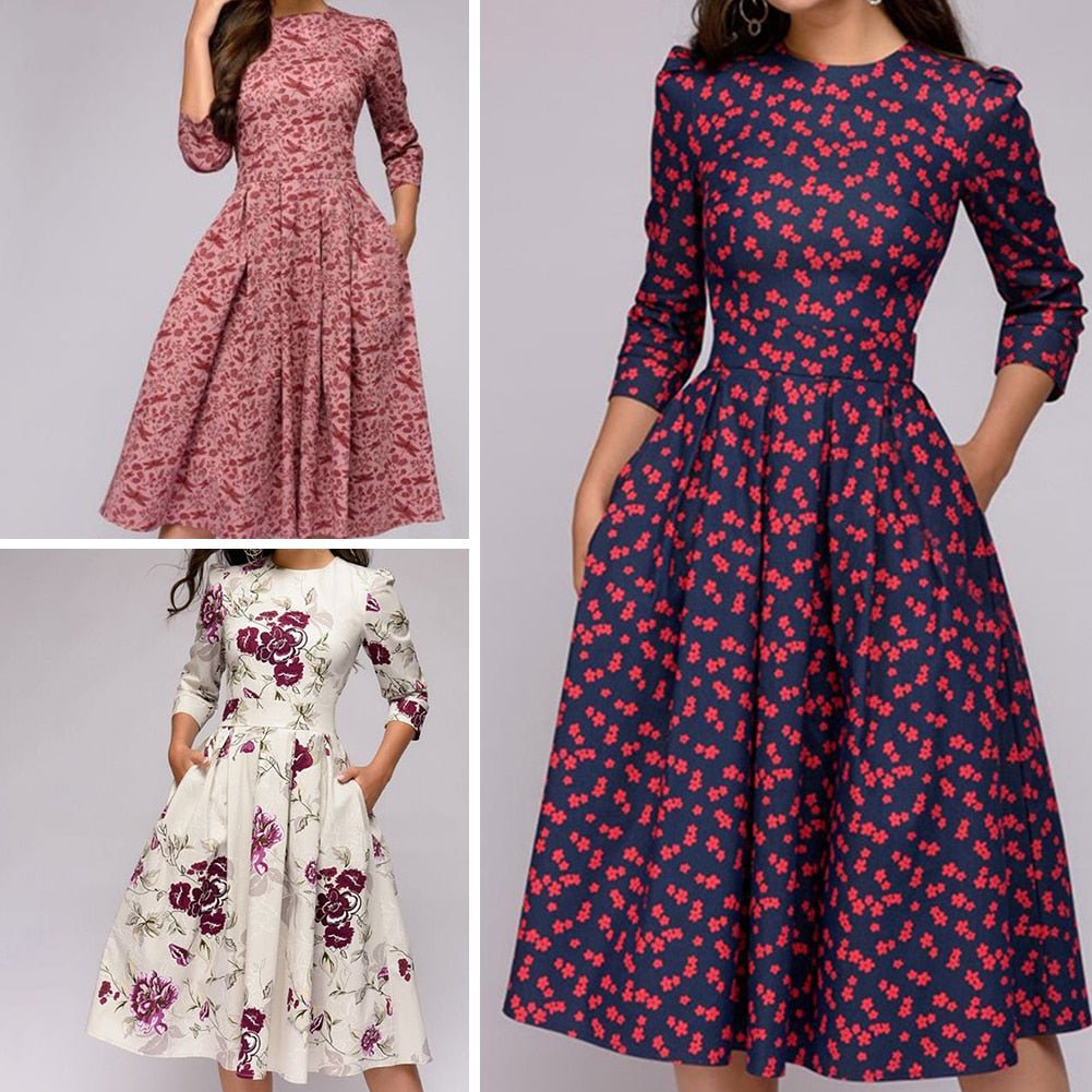 Elegantes Damenkleid aus Seide in Marineblau, mittellang, figurbetont, stilvoll für besondere Anlässe. Verfügbar in allen Grö