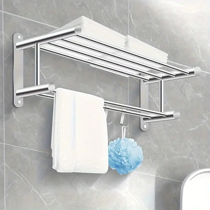 "Elegantes Edelstahl-Handtuchregal, modernes Design, robust, funktional für Bad, stilvolles und praktisches Ordnungselement."