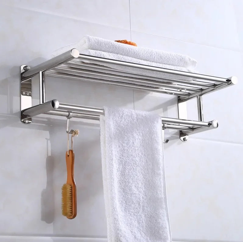 "Elegantes Edelstahl-Handtuchregal, modernes Design, robust, funktional für Bad, stilvolles und praktisches Ordnungselement."