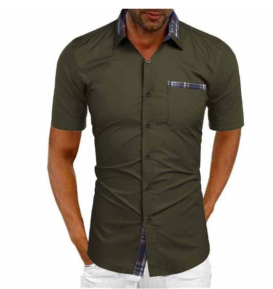 "Elegantes Herren Kurzarmhemd, vielseitig, komfortabel, mit Vordertasche, klassisches Design ideal für lässige Anlässe."