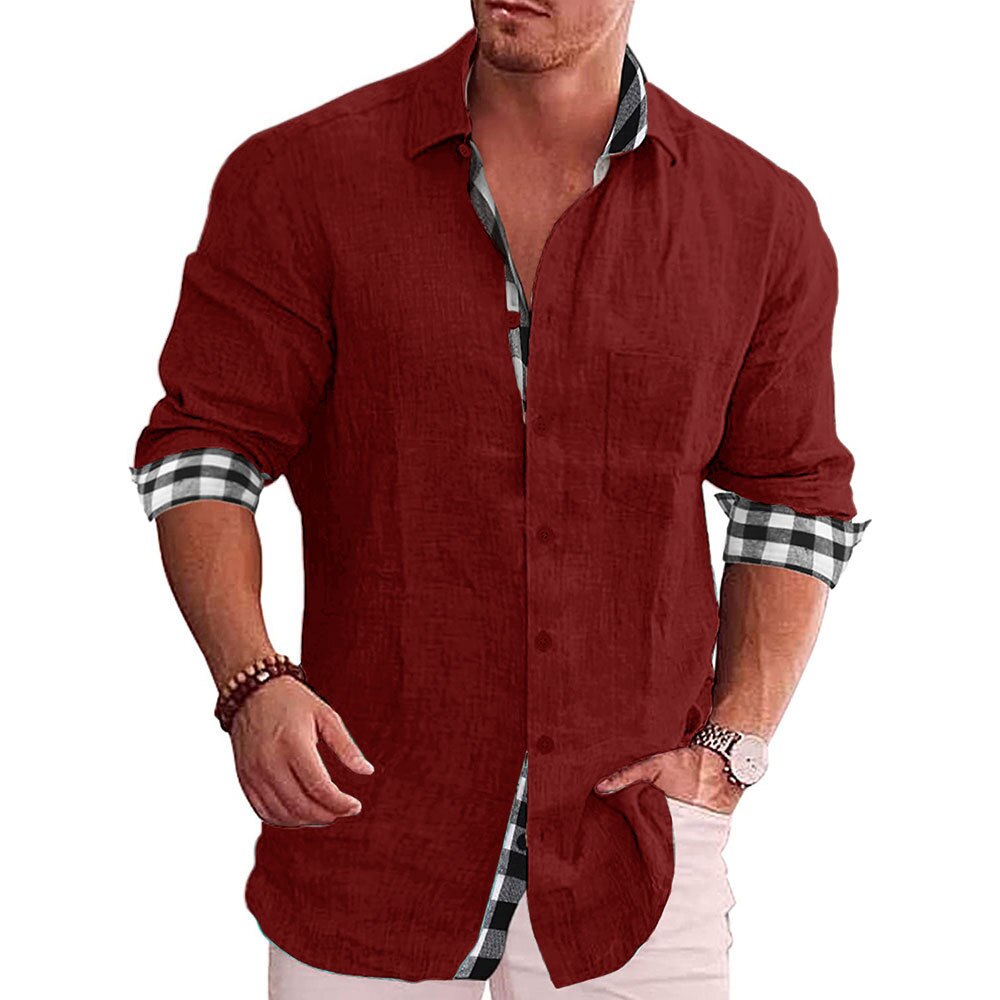 Elegantes Herren Langarm-Button-Down-Hemd, komfortabel, für Büro oder Freizeit; stilvolles Update für die Garderobe.