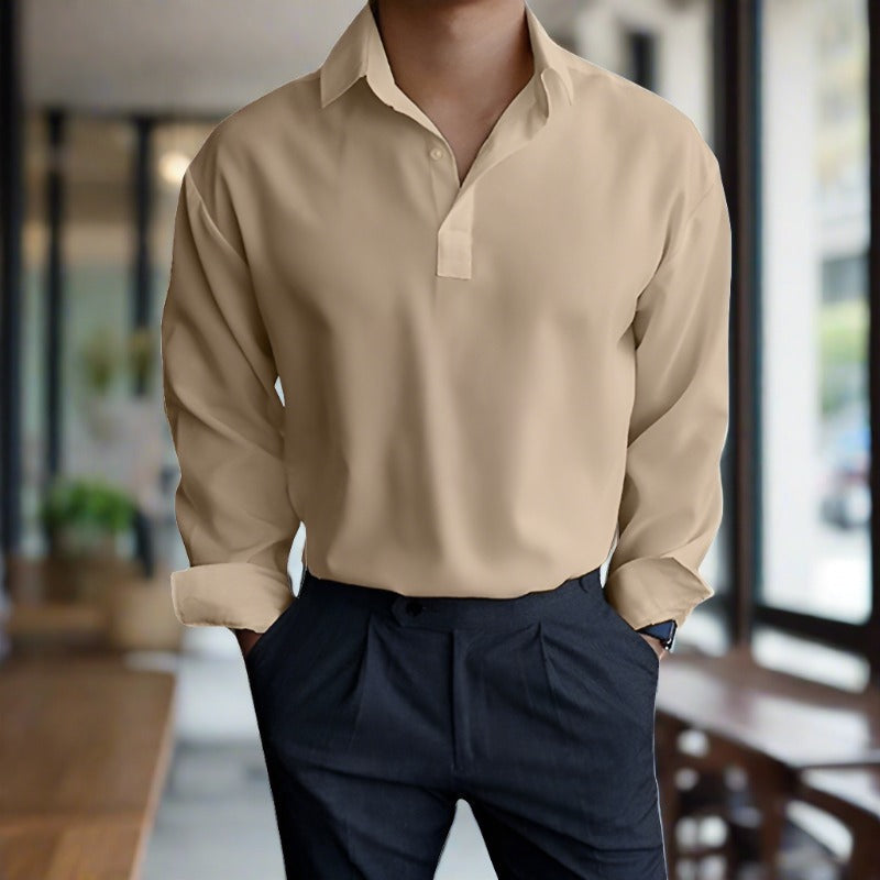 "Elegantes Herren Langarm-Polo aus Baumwolle, vielseitig und bequem, in verschiedenen Farben verfügbar."