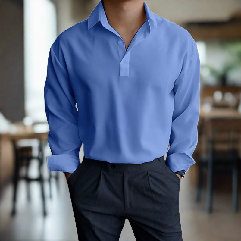 "Elegantes Herren Langarm-Polo aus Baumwolle, vielseitig und bequem, in verschiedenen Farben verfügbar."