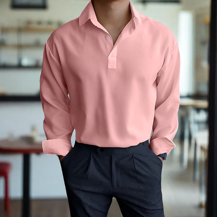 "Elegantes Herren Langarm-Polo aus Baumwolle, vielseitig und bequem, in verschiedenen Farben verfügbar."