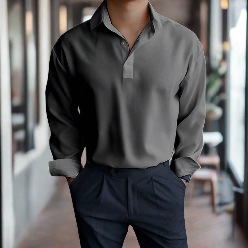 "Elegantes Herren Langarm-Polo aus Baumwolle, vielseitig und bequem, in verschiedenen Farben verfügbar."