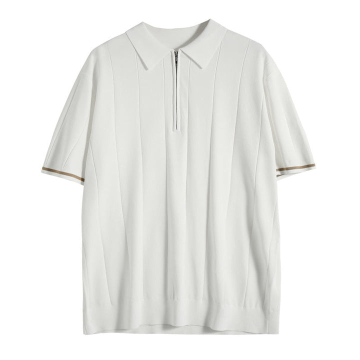Elegantes Herren Polo Shirt, Dunkelblau, mit klassischem Kragen und Reißverschluss, stilvolles Design für vielfältige Anlässe