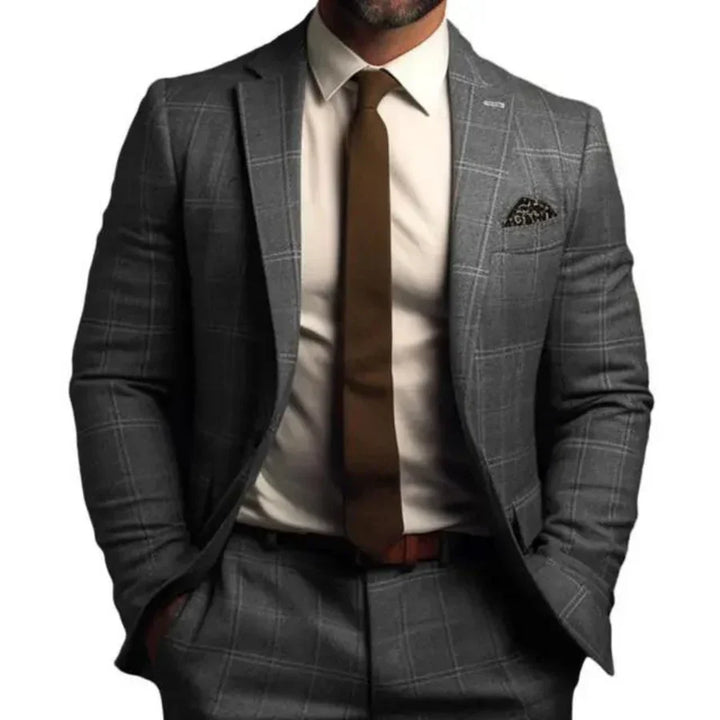 Elegantes Herren Sakko mit markantem Karomuster, winddicht und komfortabel, ideal für stilvolle, moderne Auftritte.