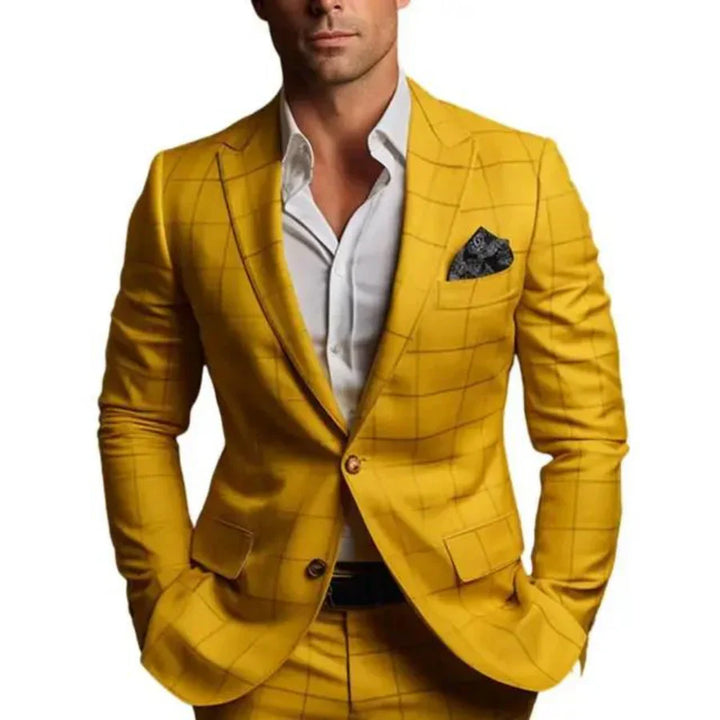Elegantes Herren Sakko mit markantem Karomuster, winddicht und komfortabel, ideal für stilvolle, moderne Auftritte.