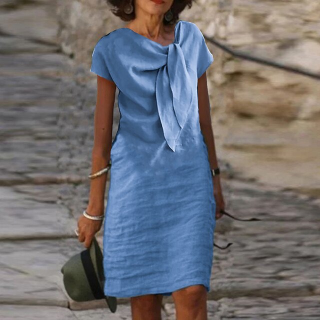 Elegantes, kurzärmliges Damen-Minikleid mit V-Ausschnitt, ideal für formelle Anlässe und Cocktailempfänge.