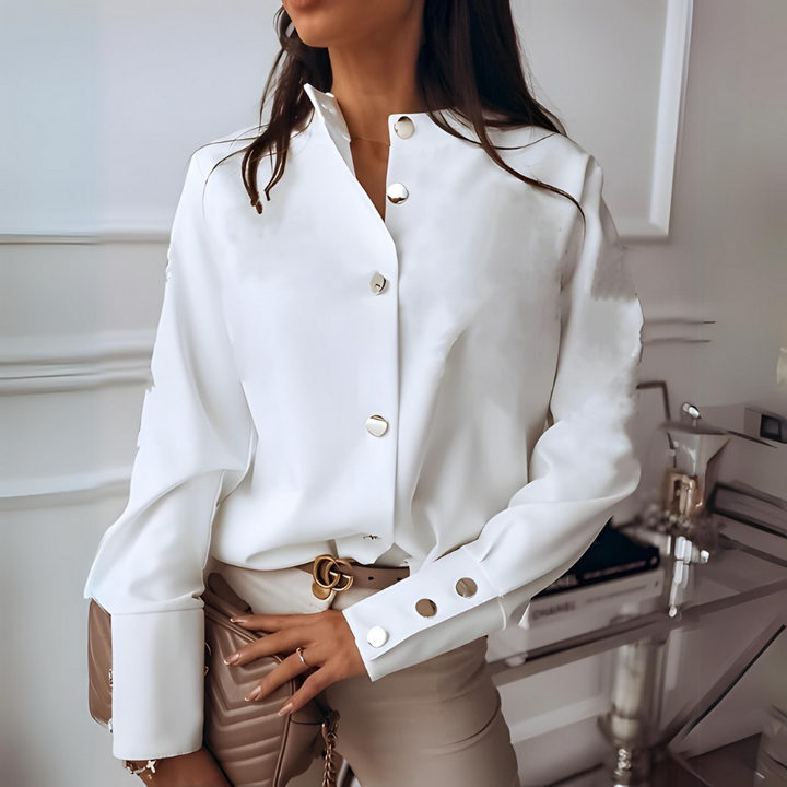 Elegantes langärmliges Damenhemd in Button-Down-Design, vielseitig für Business und Freizeit, aus hochwertigen Materialien.