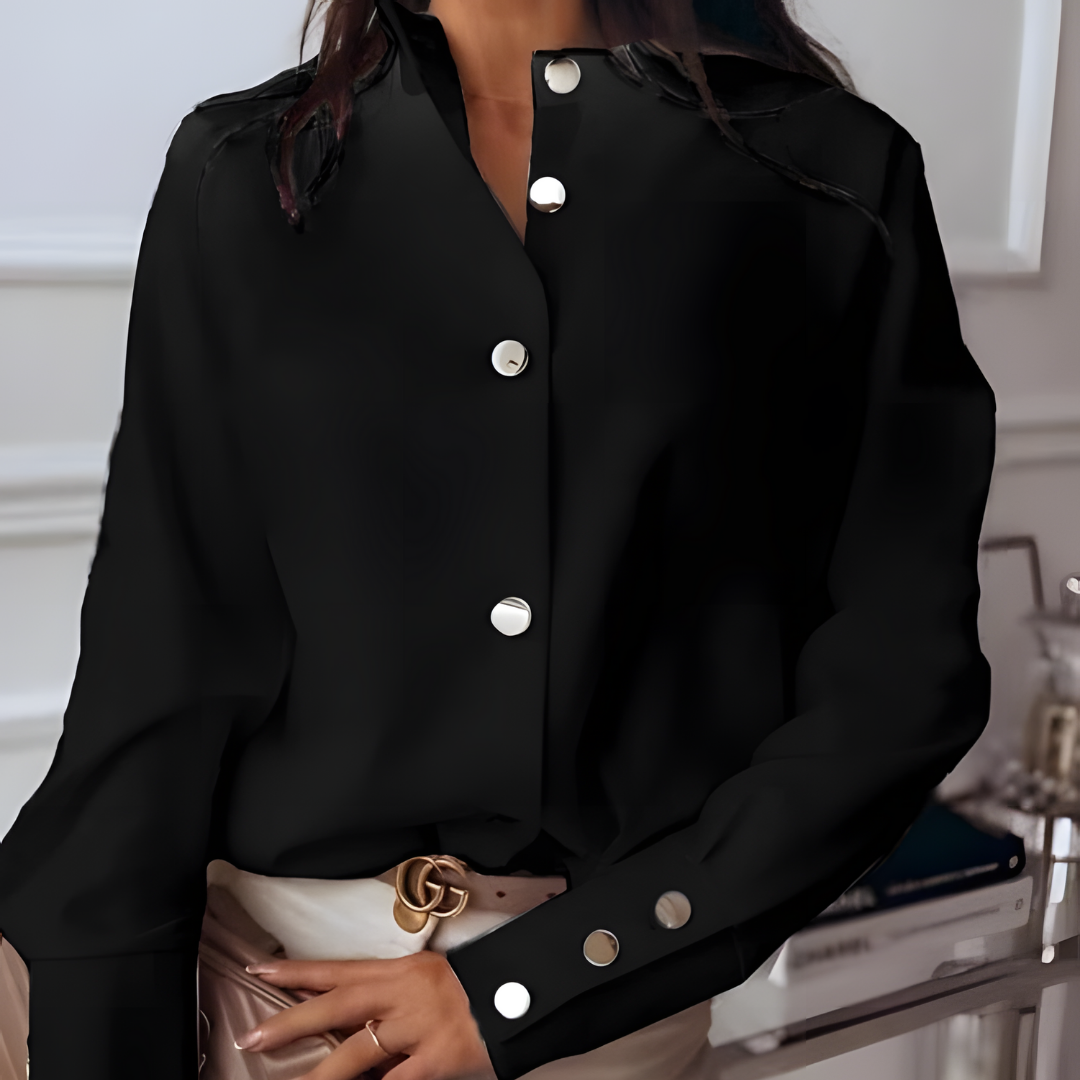 Elegantes langärmliges Damenhemd in Button-Down-Design, vielseitig für Business und Freizeit, aus hochwertigen Materialien.