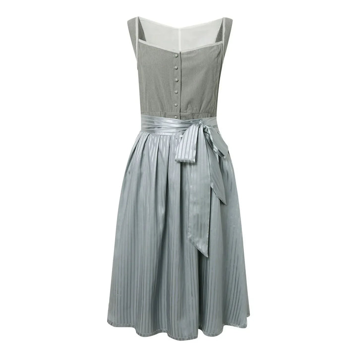 "Elegantes langärmliges Dirndlkleid für Damen, Midi-Länge, mit aufwändiger Stickerei und Schleifenakzent in traditionellem De