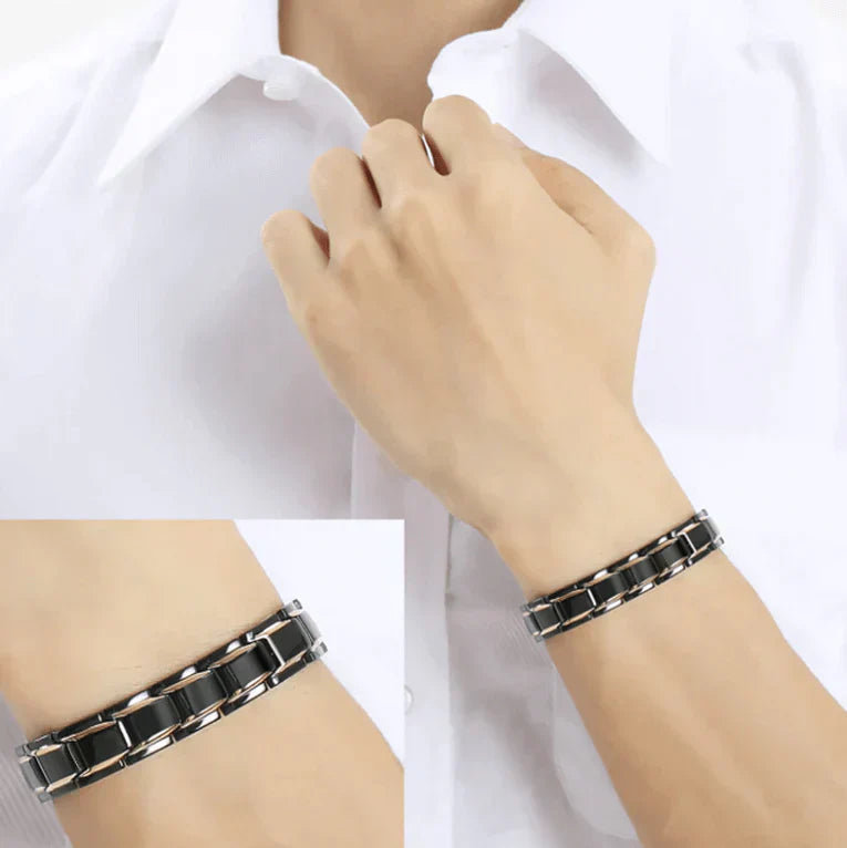 "Elegantes magnetisches Gesundheitsarmband zur Schmerzlinderung, zeitloses Design, fördert Blutzirkulation, Edelstahl."