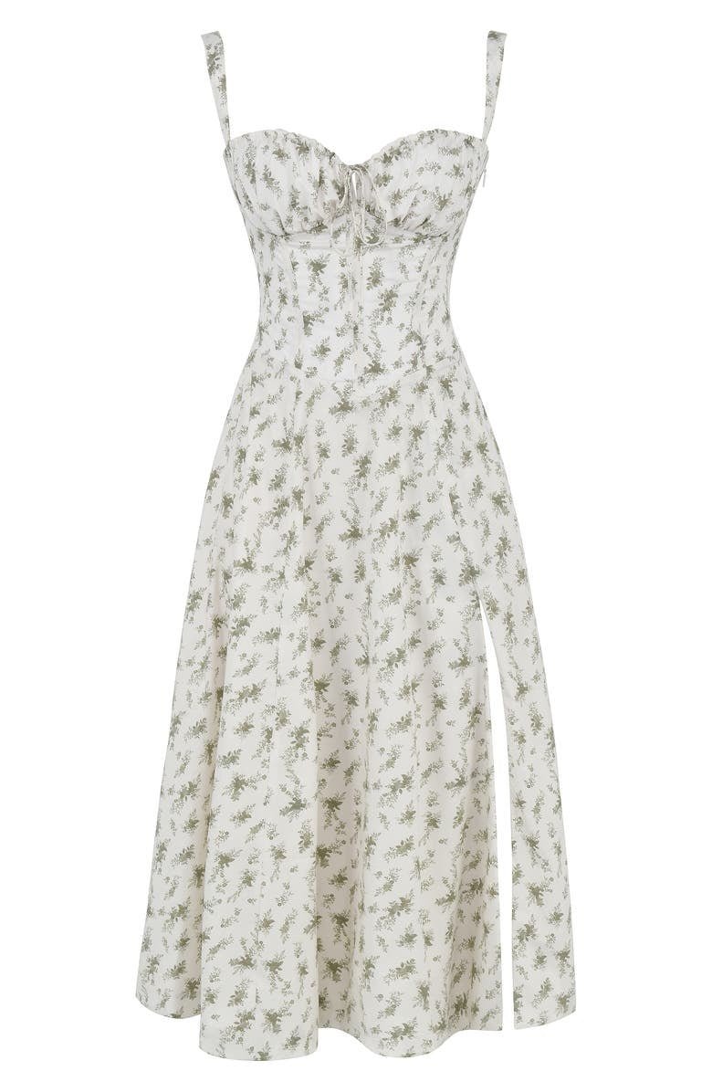 "Elegantes Midikleid mit Korsett-Stil, figurbetontes Oberteil, fließender Rock, ideal für feminine Silhouette."