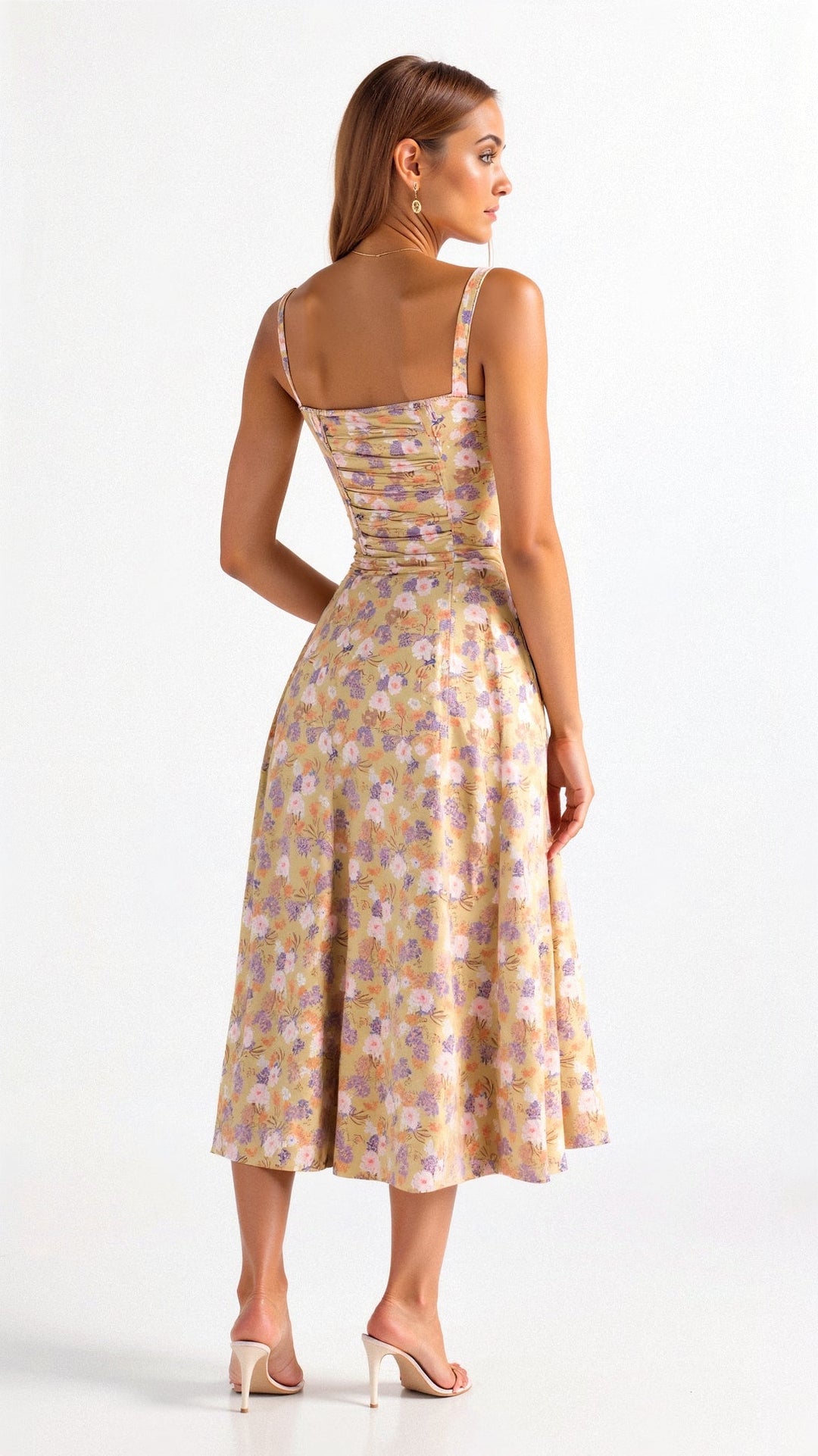 "Elegantes Midikleid mit Korsett-Stil, figurbetontes Oberteil, fließender Rock, ideal für feminine Silhouette."