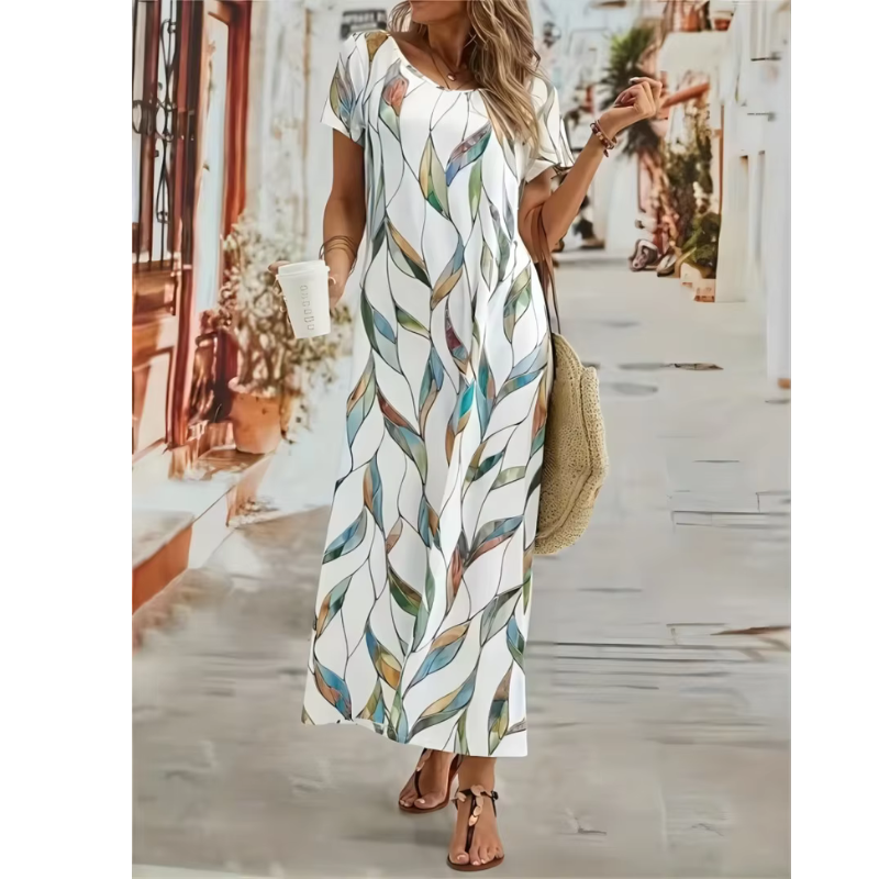 "Elegantes modernes Damenkleid, schlichte Eleganz, zeitlose Details, ideal für formelle Anlässe und Dinner-Partys."