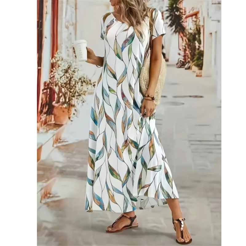 "Elegantes modernes Damenkleid, schlichte Eleganz, zeitlose Details, ideal für formelle Anlässe und Dinner-Partys."