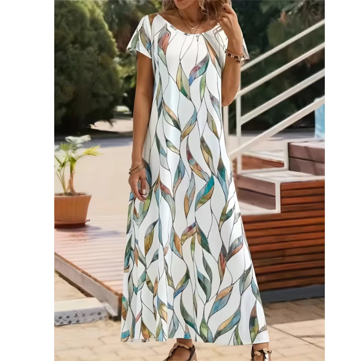 "Elegantes modernes Damenkleid, schlichte Eleganz, zeitlose Details, ideal für formelle Anlässe und Dinner-Partys."