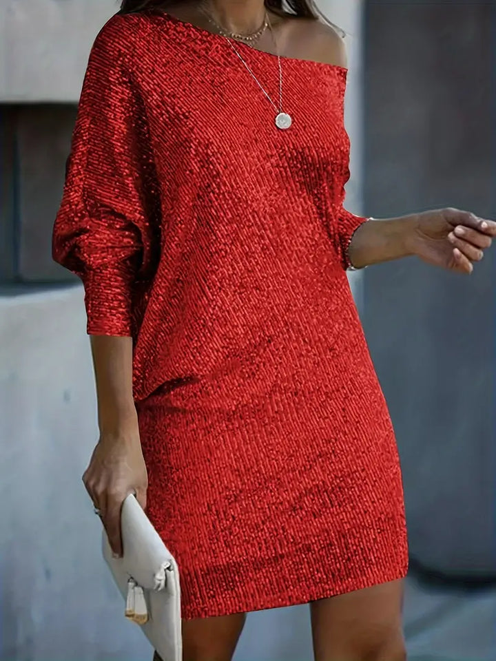 Elegantes Partykleid mit leuchtenden Pailletten, perfekt für Frühlingsevents; verziert und figurschmeichelnd für Damen.