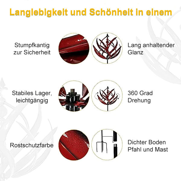 "Elegantes rotierendes Metall-Windspiel, antike Optik, für Garten oder Terrasse, beeindruckender dekorativer Effekt"