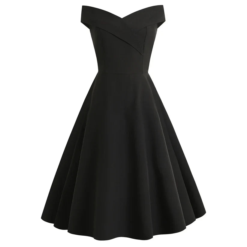 Elegantes schulterfreies Midi-Kleid für Damen mit figurbetonter Passform, ideal für Abendveranstaltungen.
