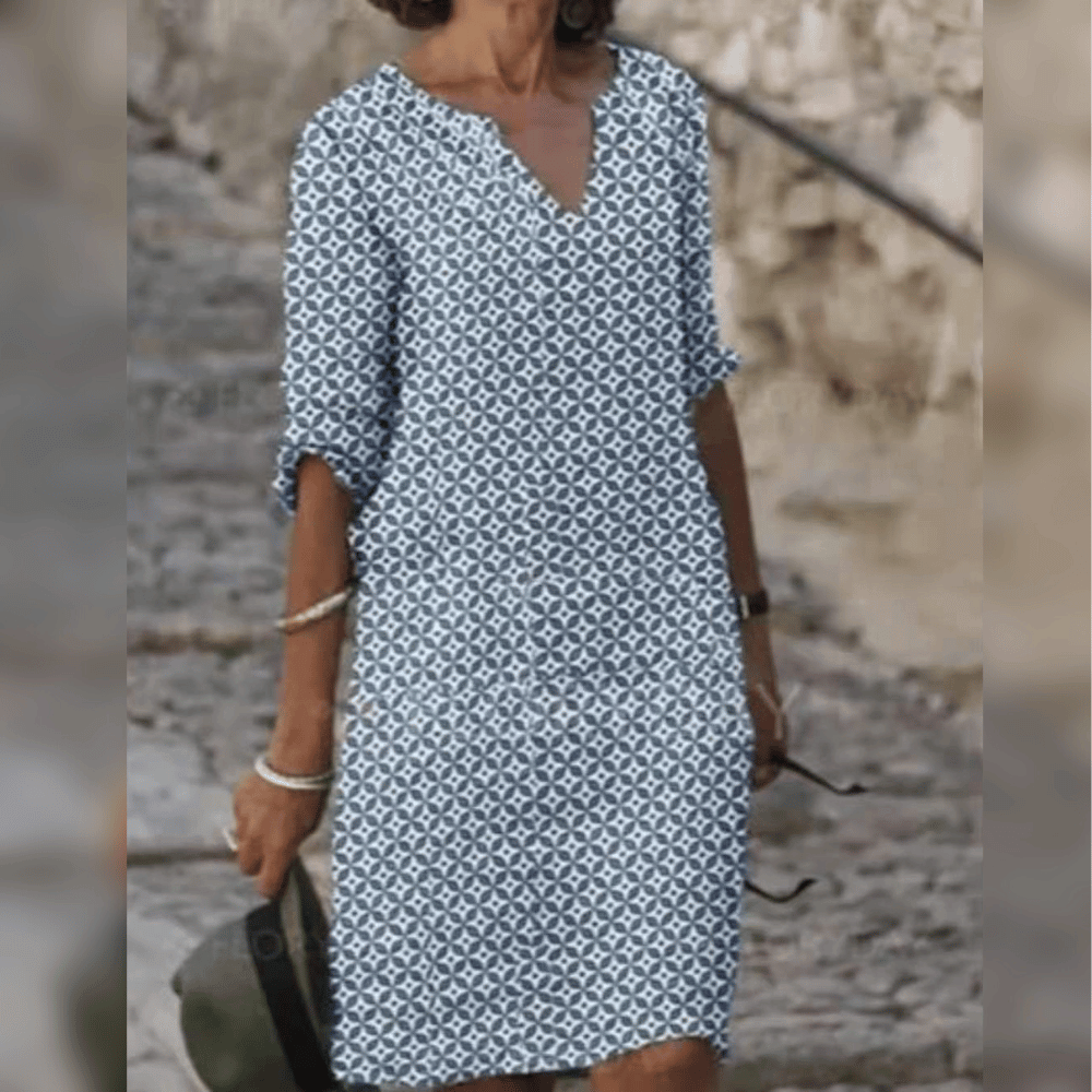 Elegantes Sommerkleid aus Baumwolle, handgefertigt, atmungsaktiv, mit schmeichelnder Silhouette für Damen, für warme Tage.