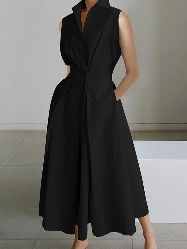 "Elegantes weißes Baumwollkleid mit Hemdkragen, vielseitig und bequem für Büro und Freizeit, Damenmode Bild"