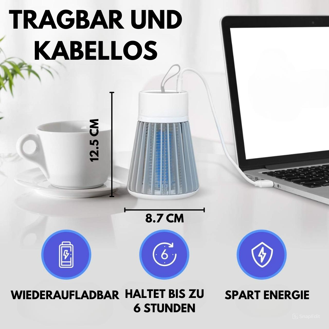 Elektrische Insektenfalle mit UV-Licht, kompakt und leicht, schützt Innen- und Außenbereiche effektiv vor Mücken.