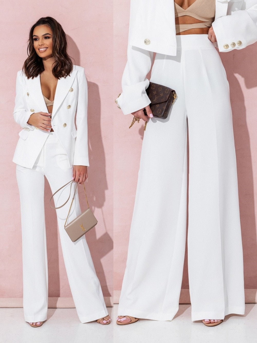 "Elisea Damen Blazer Set, elegant mit zeitlosem Schnitt; grauer Blazer und Hose, perfekte Wahl für Sommeranlässe."