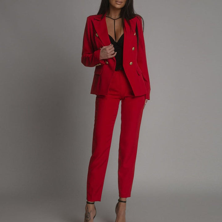 "Elisea Damen Blazer Set, elegant mit zeitlosem Schnitt; grauer Blazer und Hose, perfekte Wahl für Sommeranlässe."