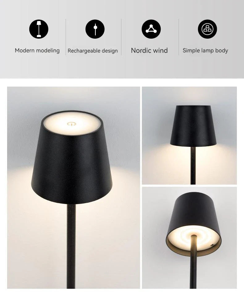 "Energieeffiziente Touch LED-Tischleuchte im minimalistischen Design, ideal für moderne Wohnräume."