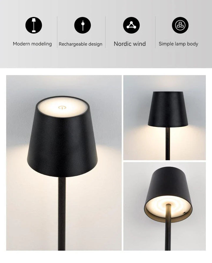 "Energieeffiziente Touch LED-Tischleuchte im minimalistischen Design, ideal für moderne Wohnräume."