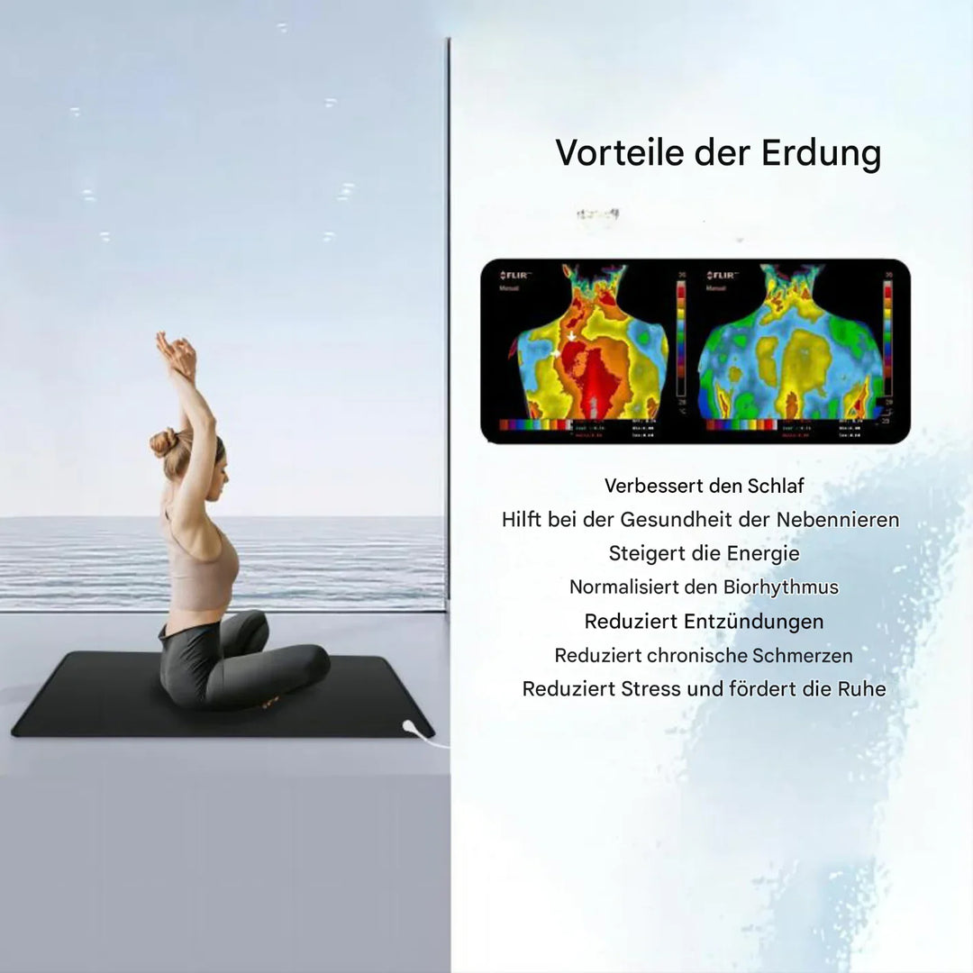"Erdungsmatte aus Carbonleder, reduziert EMF-Strahlung, verbessert Wohlbefinden, stilvoll in drei Größen erhältlich."