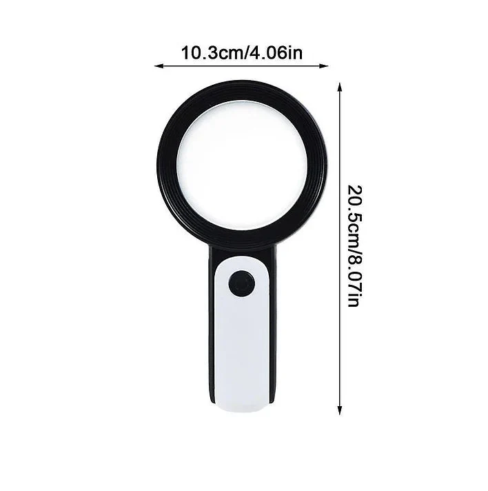 "Ergonomische 30x Vergrößerungslupe mit LED-Beleuchtung, ideal für Senioren, kompakt und benutzerfreundlich gestaltet."