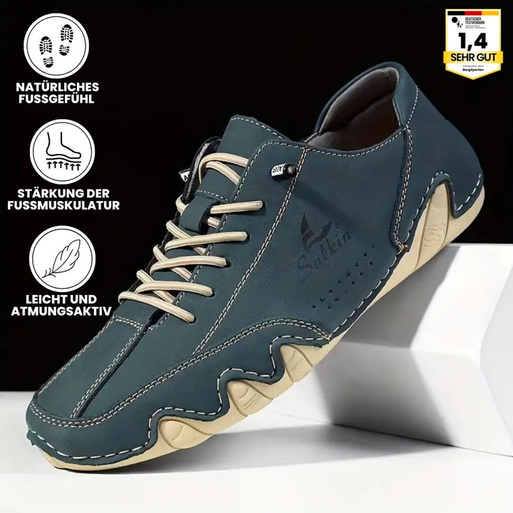 Ergonomische Barfußschuhe für Damen, blau, mit rutschfester Sohle und breitem Zehenraum für natürlichen Komfort und Halt.