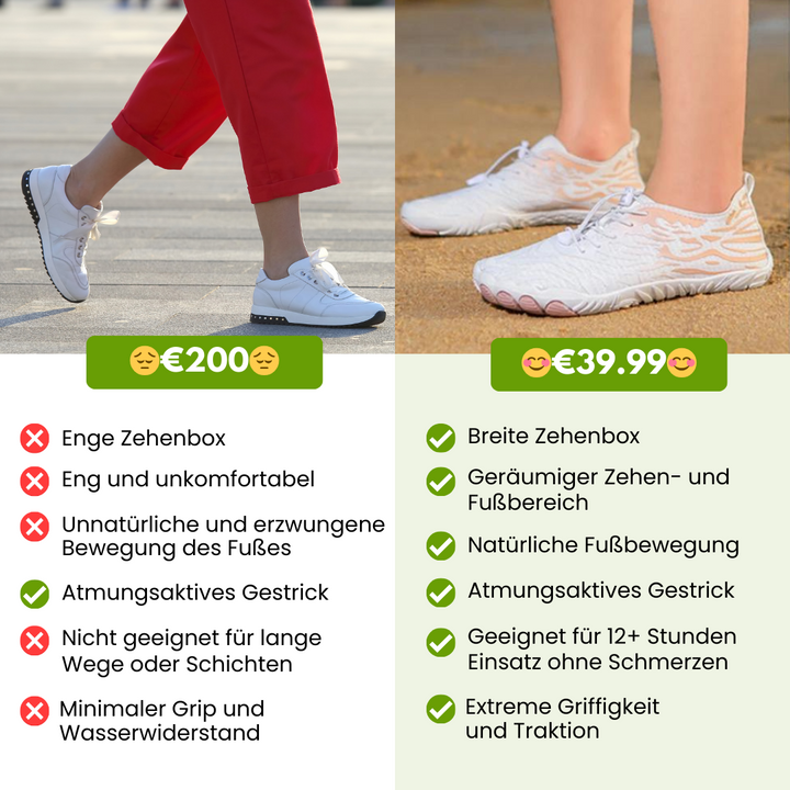 "Ergonomische Barfußschuhe für Frauen, atmungsaktives Material, breiter Zehenraum, designed für gesunde Bewegung und Komfort"