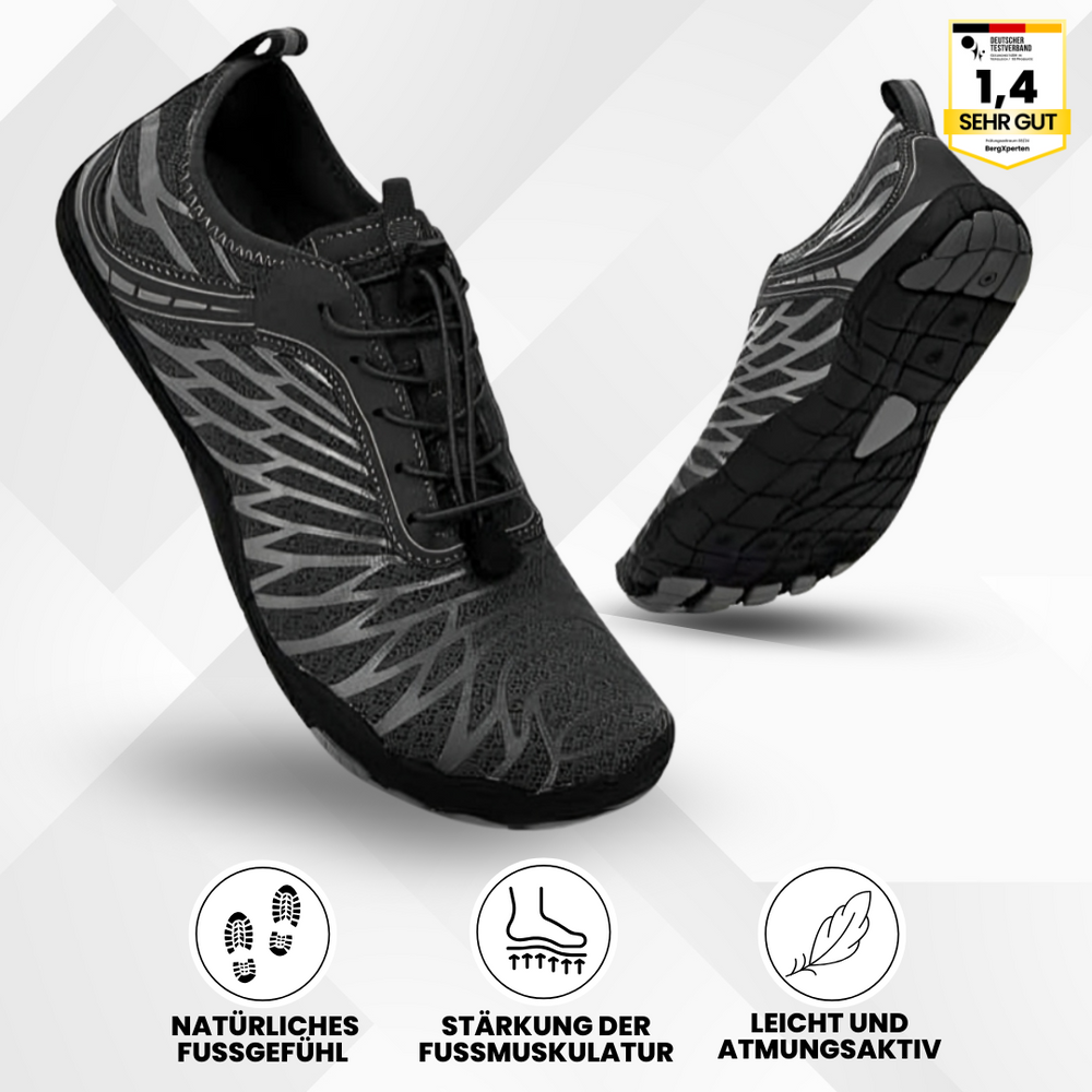 "Ergonomische Barfußschuhe für Frauen, atmungsaktives Material, breiter Zehenraum, designed für gesunde Bewegung und Komfort"