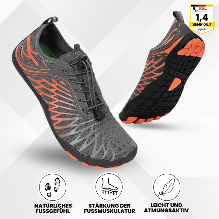 "Ergonomische Barfußschuhe für Frauen, atmungsaktives Material, breiter Zehenraum, designed für gesunde Bewegung und Komfort"