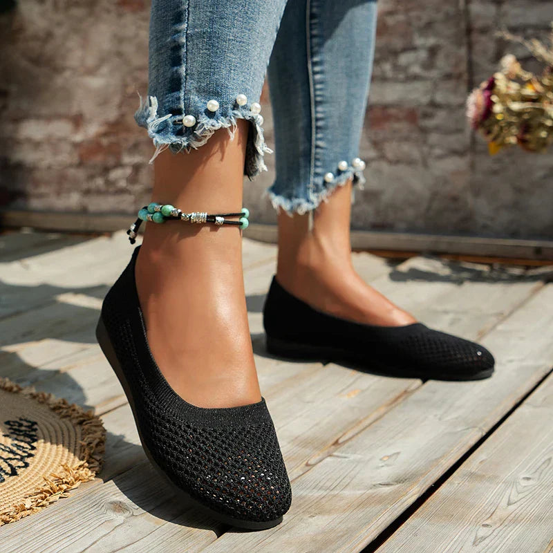 "Ergonomische blaue Ballerinas für Damen, atmungsaktiv, flacher Absatz, unterstützt ganztägigen Komfort und Stil."