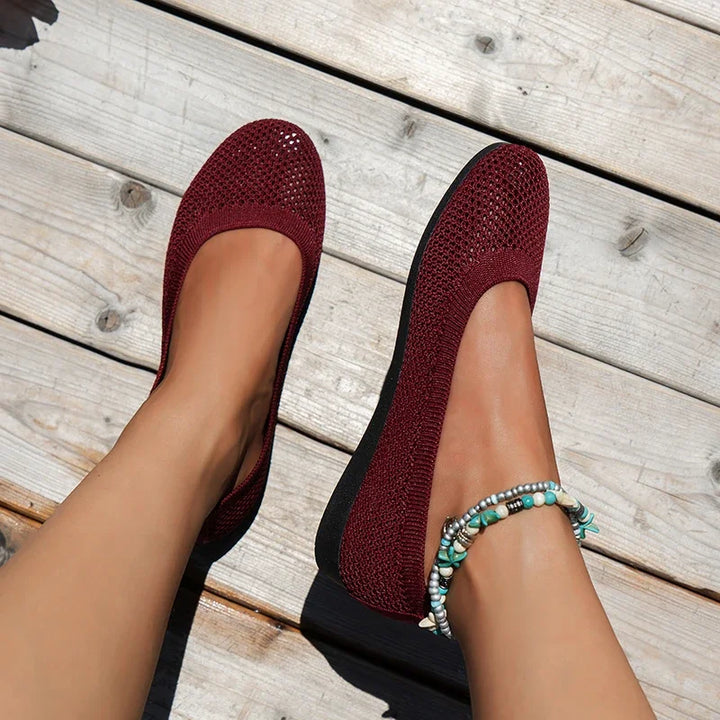"Ergonomische blaue Ballerinas für Damen, atmungsaktiv, flacher Absatz, unterstützt ganztägigen Komfort und Stil."