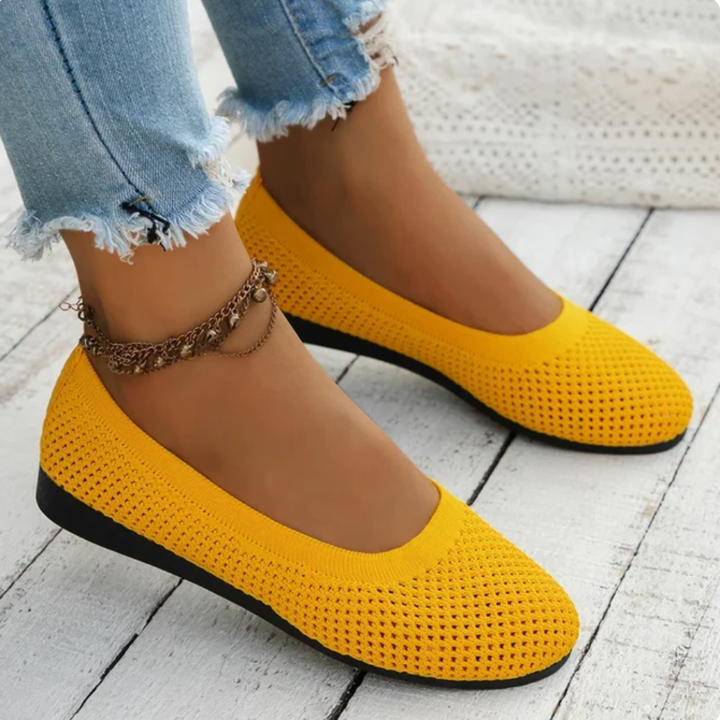 "Ergonomische blaue Ballerinas für Damen, atmungsaktiv, flacher Absatz, unterstützt ganztägigen Komfort und Stil."