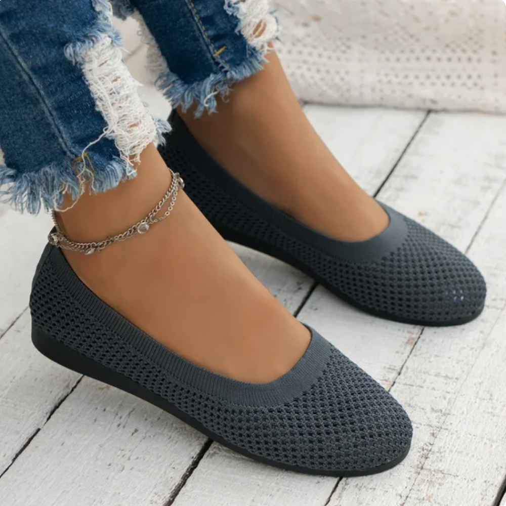 "Ergonomische blaue Ballerinas für Damen, atmungsaktiv, flacher Absatz, unterstützt ganztägigen Komfort und Stil."