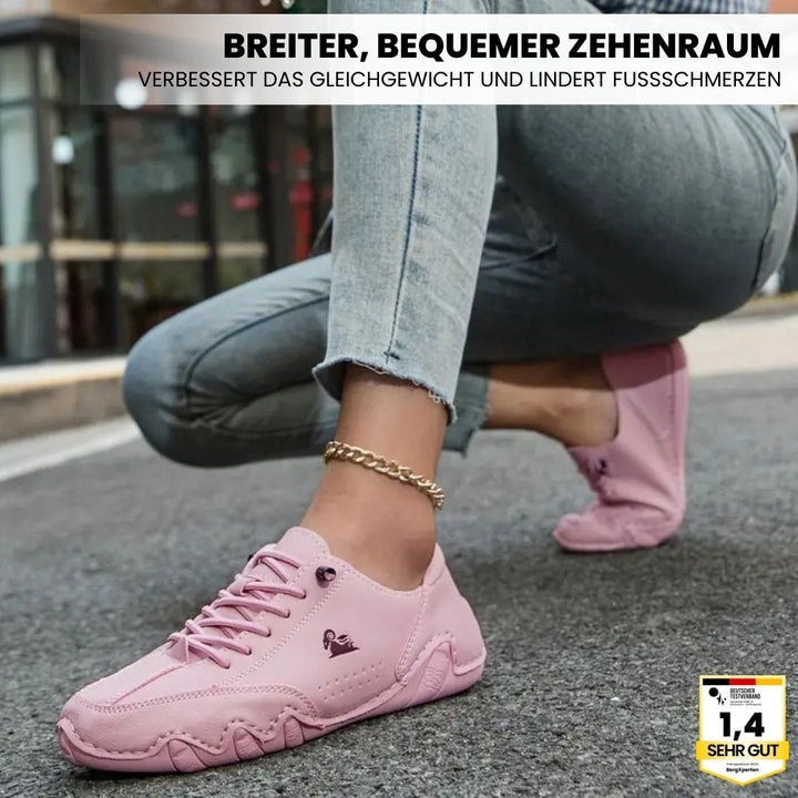 "Ergonomische Damen-Barfußschuhe, leicht, flexibel, rutschfeste Sohle, fördert natürliche Fußbewegung."
