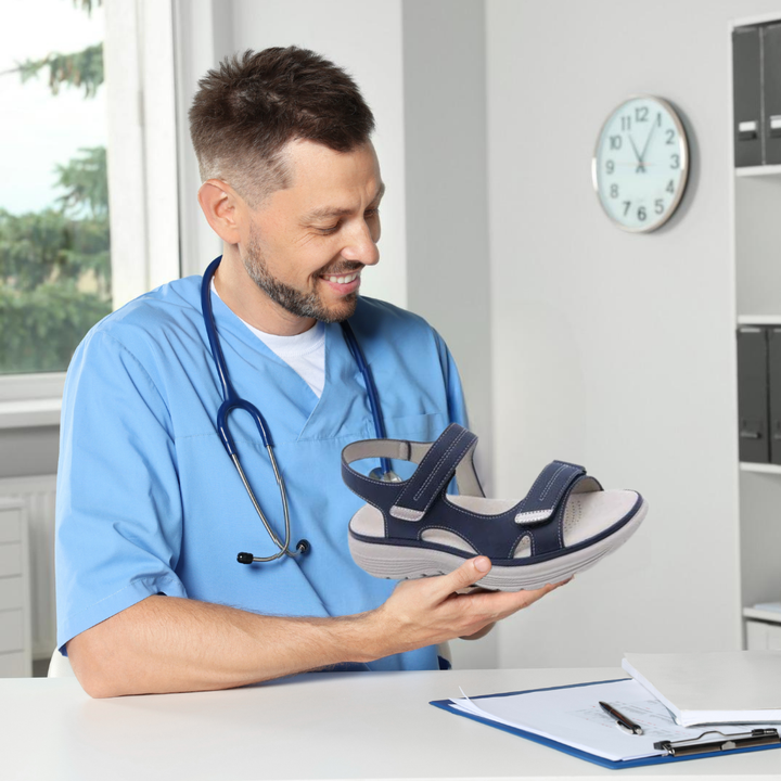 Ergonomische Damen-Sandalen mit gepolsterter Innensohle, rutschfester Sohle, schwarzem Design, ideal für Komfort und Gesundhe