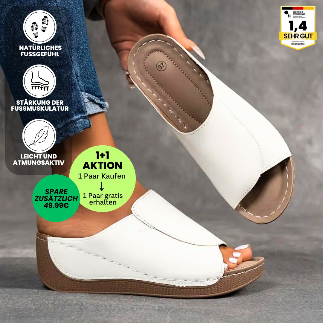 Ergonomische Damen-Sandalen mit rutschfester Sohle, in Weiß, bieten Komfort und Stabilität für jeden Anlass.