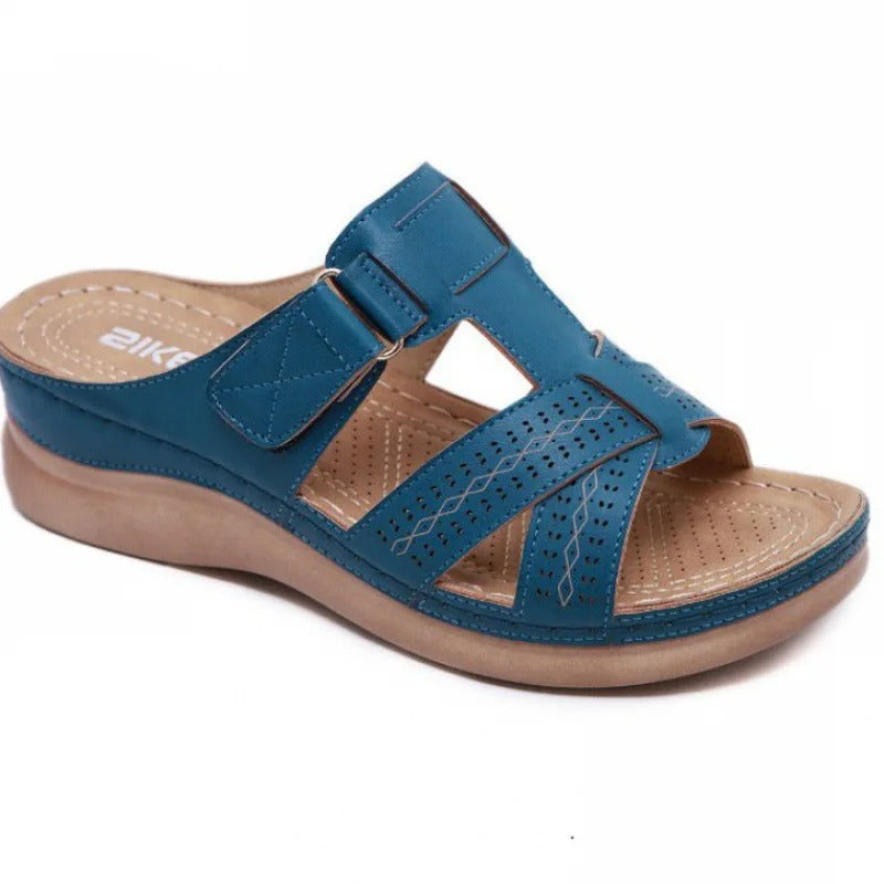Ergonomische Damensandalen, anatomisches Fußbett, verstellbare Riemen, dämpfende Sohle, stilvoll in vielen Farben.