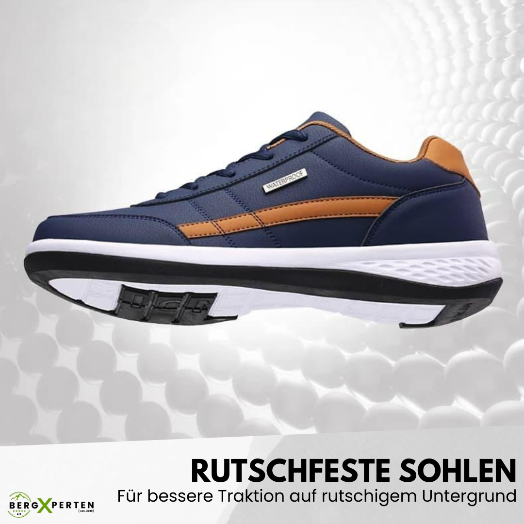 "Ergonomische Hallux Schuhe für Männer, atmungsaktiv mit breiter Zehenbox, ideal bei Hallux Valgus, schwarze Farbe."