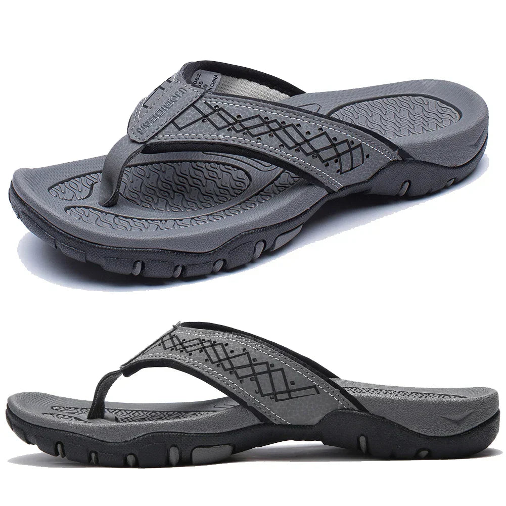 "Ergonomische Herren Slipper, komfortabel & stützend, in Grau, aus atmungsaktivem Material für den täglichen Gebrauch"