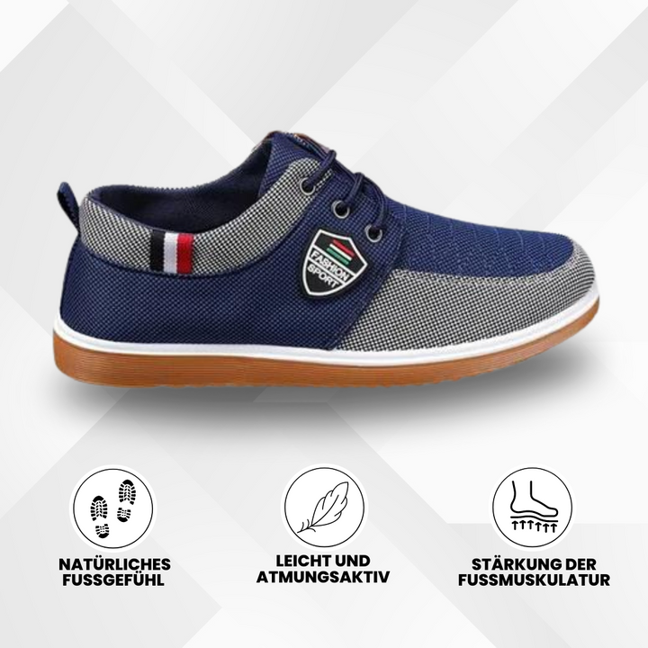 "Ergonomische Herrenschuhe mit rutschfester Sohle, breite Zehenbox, atmungsaktiv, ideal für Fußkomfort und Balance"