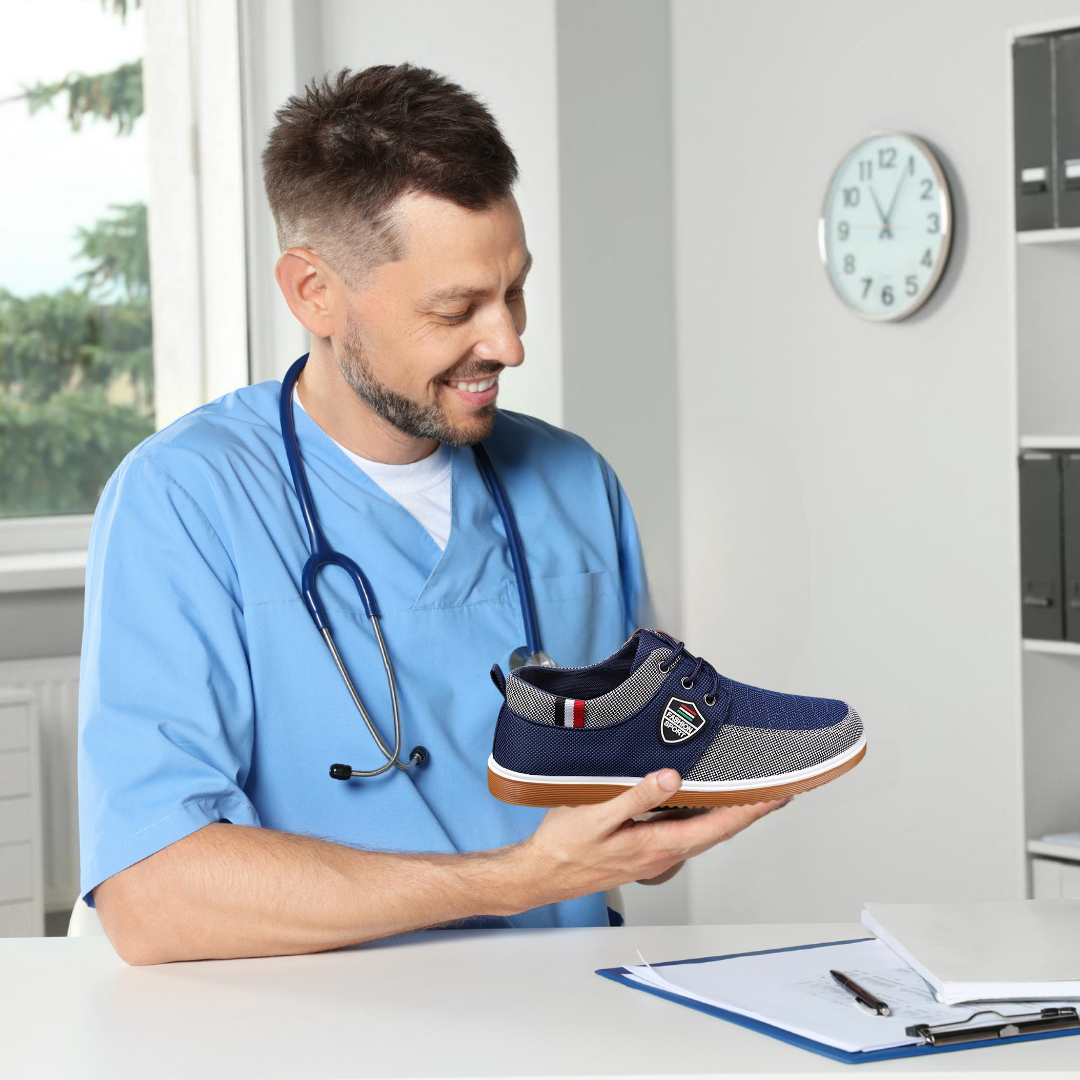 "Ergonomische Herrenschuhe mit rutschfester Sohle, breite Zehenbox, atmungsaktiv, ideal für Fußkomfort und Balance"